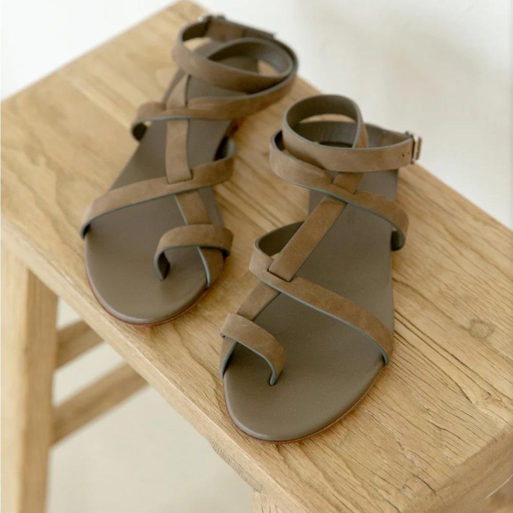 Jenni Kayne Oiled Leather Strappy Sandal, Laurel, 38